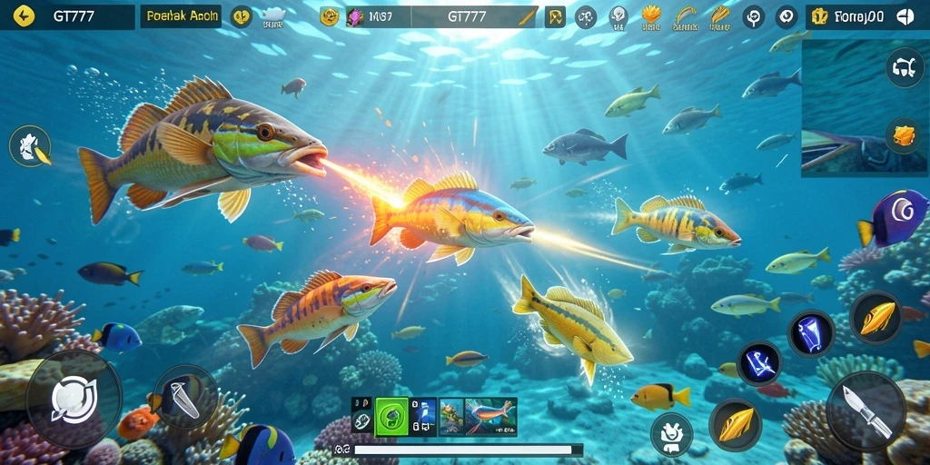 Tangkapan layar gameplay GT777 menampilkan aksi Tembak Ikan yang seru.