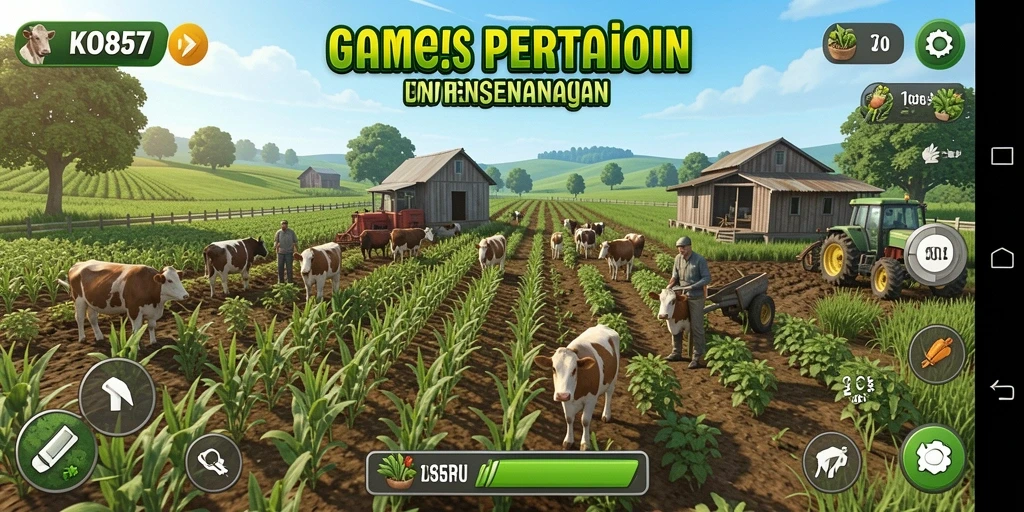 Screenshot gameplay KO857 menampilkan aktivitas pertanian yang seru.