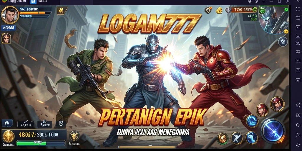 Tampilan aksi intens LOGAM777 dengan karakter yang beraksi.