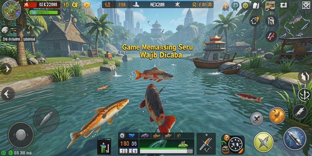 Tampilan gameplay <strong>NEX288</strong> yang mengasyikkan saat memancing ikan besar.