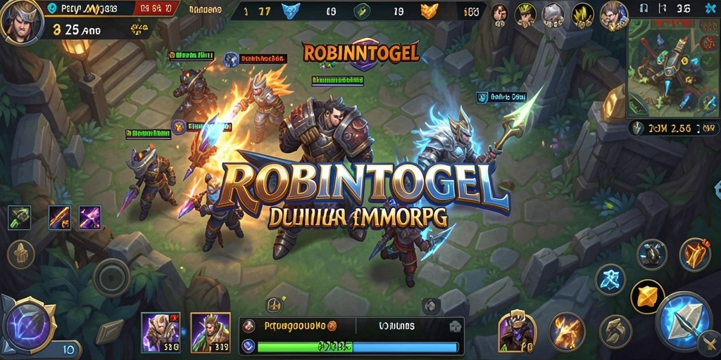 Tampilan gameplay epik dalam dunia fantasi MMORPG.