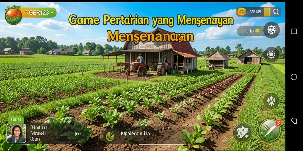 Screenshot TGER123 menampilkan gameplay seru bertani dengan tanaman dan hewan.