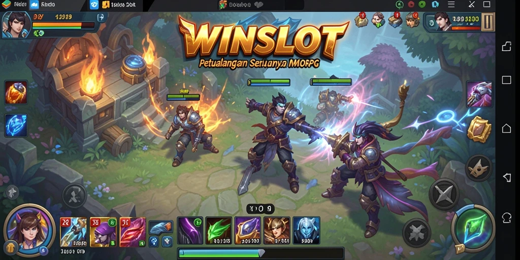 Screenshot menampilkan pemain bertempur melawan monster besar di WINSLOT.